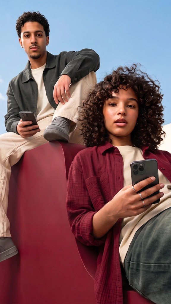 Two people with phones